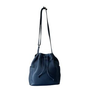 Vintage 90’s Coach Sonoma Pebble Leather Drawstring Bucket Bag in Navy